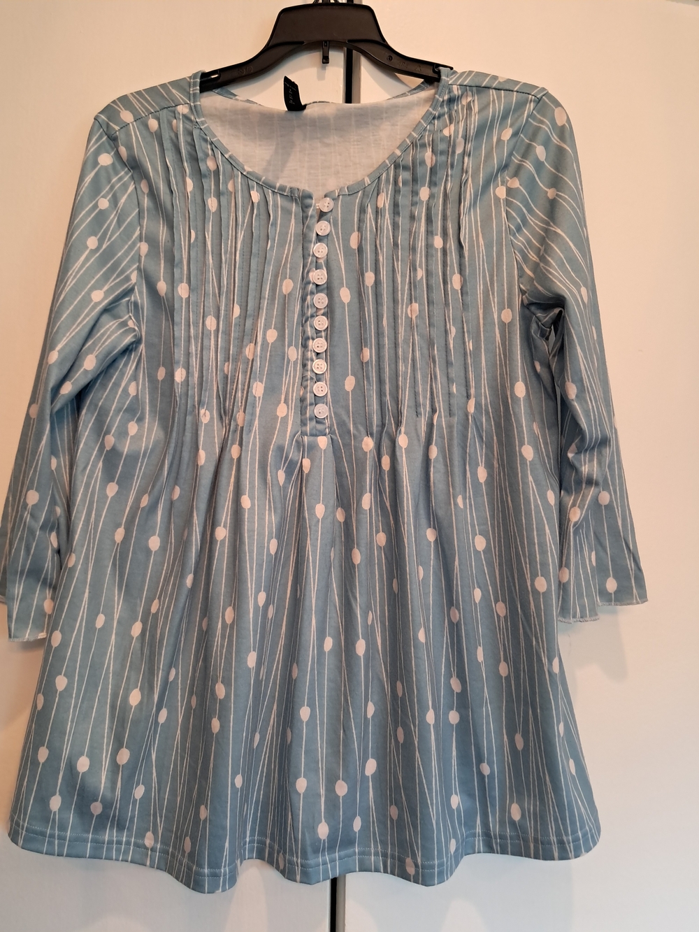 Noracora Light Blue Polka Dot Pintuck Shirt